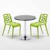 Tavolino Rotondo Nero 70x70cm Con 2 Sedie Interno Gelateria Cosmopolitan 