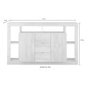 Moderne Wohnzimmerschrank mit 2 Türen, 3 Schubladen, Holz-Sideboard und MR-Brett. Katalog