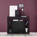 Wohnzimmer-Sideboard aus schwarzem Holz, 134 cm breit, modernes Design, 2 Türen, Lema NR. Sales
