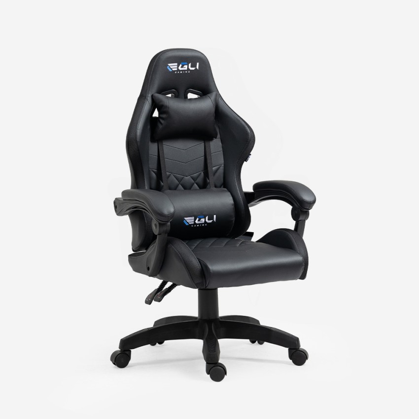 Sedia gaming bianca poltrona massaggiante LED reclinabile ergonomica Pixy  Plus