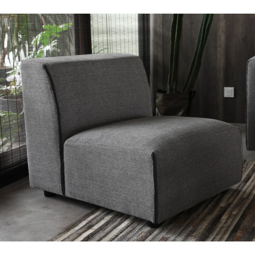 Divano 3 posti modulare componibile in tessuto stile moderno con pouf  Jantra Colore: Grigio chiaro