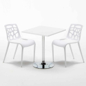 Table Blanche Carrée 70x70 et 2 Chaises Colorées Set Intérieur Bar Café Gelateria Cocktail Caractéristiques