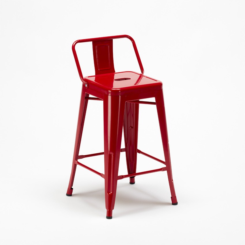 sgabello industrial con schienale metallo steel top rosso ii scelta Promozione