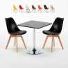 Tavolino Quadrato Nero 70x70cm Con 2 Sedie Interno Nordica Mojito Promozione