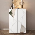 Credenza mobile soggiorno ingresso bianco lucido 2 ante specchio Elise Sconti