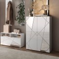 Credenza mobile soggiorno ingresso bianco lucido 2 ante specchio Elise Promozione