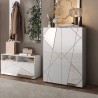 Credenza mobile soggiorno ingresso bianco lucido 2 ante specchio Elise Promozione