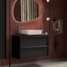 Moderner schwarzer Badezimmer-Waschtisch Bloom 92 mit 2 Schubladen, wandmontiert und bodenstehend Angebot