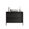Meuble de salle de bain moderne noir suspendu au sol avec 2 tiroirs et lavabo Bloom 79 Choix
