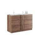 Meuble de salle de bain sur pied 3 tiroirs en bois double vasque 122x47x86cm Duet T Vente