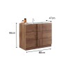 Mobile bagno a terra in legno 3 cassetti con lavabo in ceramica Etoile Prezzo