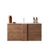 Mobile bagno in legno 2 cassetti sospeso con lavabo in ceramica Miel Modello