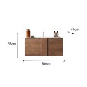 Mobile bagno in legno 2 cassetti sospeso con lavabo in ceramica Miel Prezzo