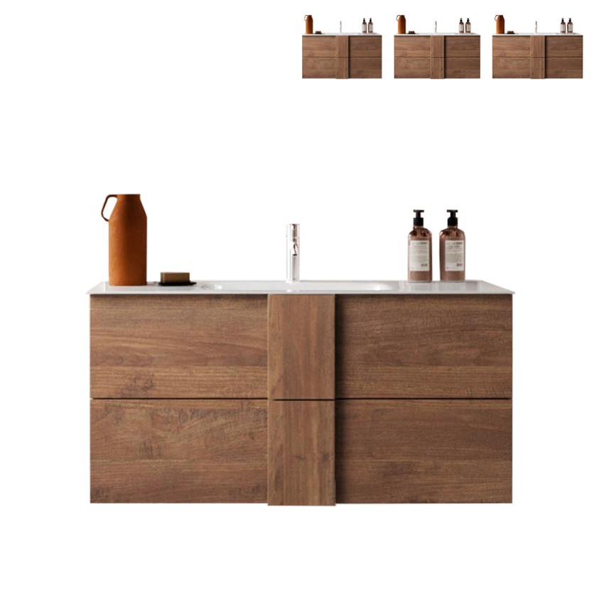 Mobile bagno in legno 2 cassetti sospeso con lavabo in ceramica Miel Vendita Mobile bagno in legno 2 cassetti sospeso con lavabo in ceramica Miel Vendita
