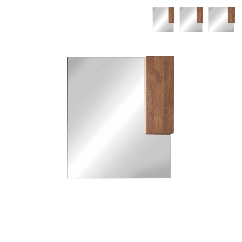 Miroir de salle de bain avec éclairage LED et colonne suspendue 1 porte en bois Aralia Offre Miroir de salle de bain avec éclairage LED et colonne suspendue 1 porte en bois Aralia Offre