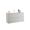 Modernes schwebendes Badezimmerset mit 2 Schubladen und glänzend weißem Waschbecken. Eigenschaften