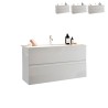 Modernes schwebendes Badezimmerset mit 2 Schubladen und glänzend weißem Waschbecken. Angebot