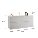Mobile bagno sospeso moderno lavabo 2 cassetti bianco lucido Add Misure