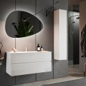 Modernes hängendes Badmöbel mit Waschbecken, 2 Schubladen, Hochglanz Weiß, Add Sales