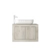 Meuble de salle de bain suspendu avec lavabo et 2 portes en bois blanc moderne Alon Achat