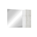 Miroir de salle de bain avec lumière LED et colonne suspendue 1 porte en bois blanc Evin Catalogue
