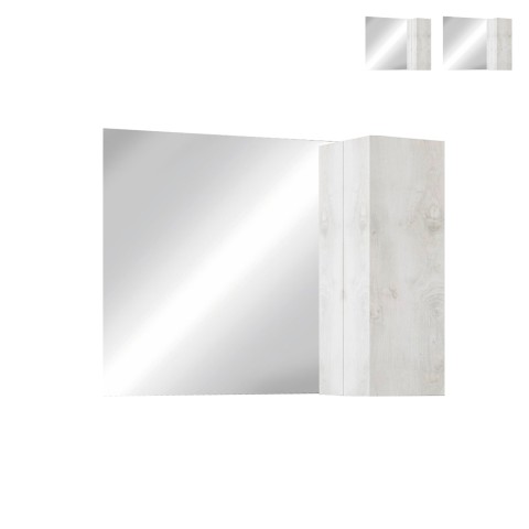 Badezimmerspiegel mit LED-Licht und aufgehängtem weißen Holz-Einzeltür-Säulenschrank Evin Aktion