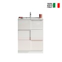 Mobile bagno a terra con 3 cassetti bianco lucido e lavabo Tetra Dama Modello