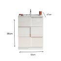 Mobile bagno a terra con 3 cassetti bianco lucido e lavabo Tetra Dama 