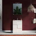 Mobile bagno a terra con 3 cassetti bianco lucido e lavabo Tetra Dama 