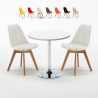 Table blanche ronde 70x70cm 2 chaises colorées d'intérieur bar café Nordica Long Island Promotion