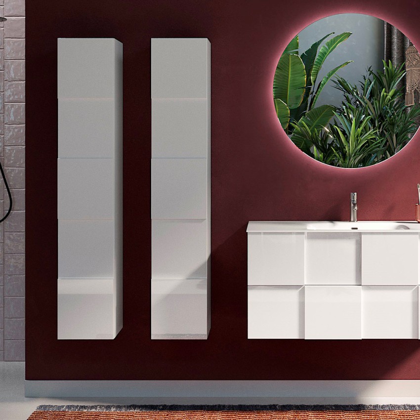 Raissa Dama colonna bagno design moderno sospesa 1 anta bianco lucido