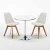 Table blanche ronde 70x70cm 2 chaises colorées d'intérieur bar café Nordica Long Island Modèle