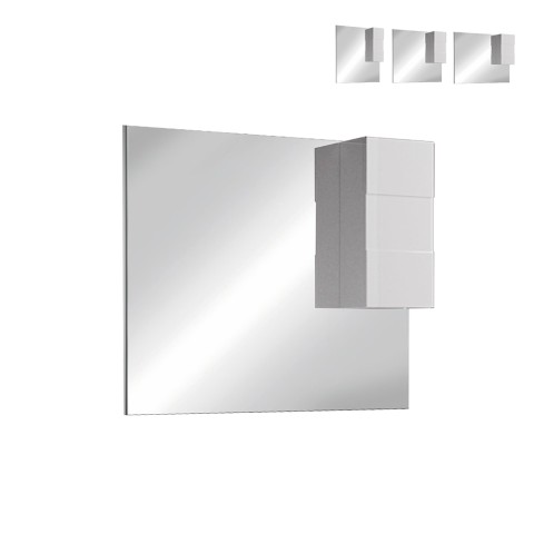 Badezimmerspiegel mit LED-Licht und 1 Türsäule in glänzendem Weiß - Zeit Dama Aktion