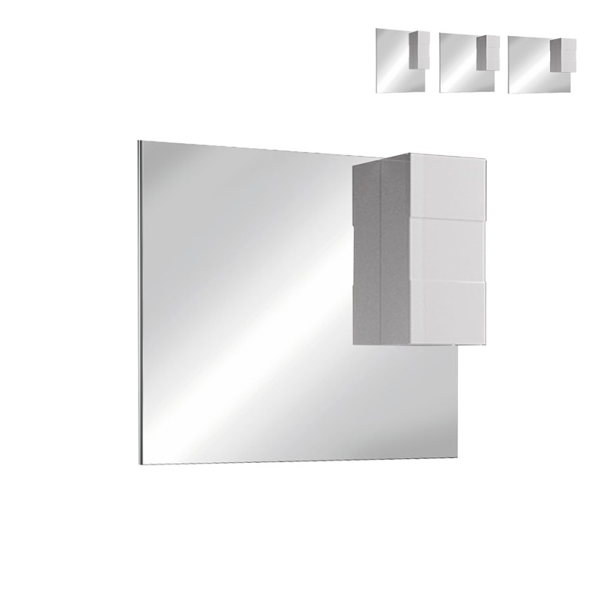 Badezimmerspiegel mit LED-Beleuchtung und Hochschrank mit 1 Tür, glänzend weiß, Zeit Dama Aktion Badezimmerspiegel mit LED-Beleuchtung und Hochschrank mit 1 Tür, glänzend weiß, Zeit Dama Aktion