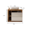 Moderner Badezimmer-Unterschrank 2 Schubladen Weißholz mit Waschbecken Jarad BW 