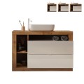 Meuble sous-lavabo moderne 2 tiroirs bois blanc avec vasque Jarad BW Promotion