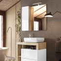 Badezimmerspiegel Säule 1 Tür LED-Licht Weiß Eiche Holz Pilar BW Katalog