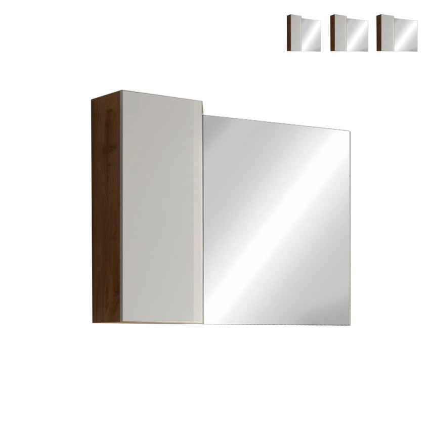 Zeit Dama miroir salle de bain avec LED lumière et colonne 1 porte blanc  brillant.