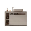 Meuble de salle de bain sur pied avec lavabo, 2 tiroirs blanc et gris ciment Jarad BC Dimensions