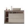 Meuble de salle de bain sur pied avec lavabo, 2 tiroirs blanc et gris ciment Jarad BC Dimensions