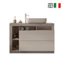 Meuble de salle de bain sur pied avec lavabo, 2 tiroirs blanc et gris ciment Jarad BC Choix