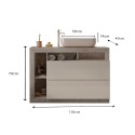 Meuble de salle de bain sur pied avec lavabo, 2 tiroirs blanc et gris ciment Jarad BC 
