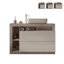 Meuble de salle de bain sur pied avec lavabo, 2 tiroirs blanc et gris ciment Jarad BC Promotion