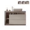 Meuble de salle de bain sur pied avec lavabo, 2 tiroirs blanc et gris ciment Jarad BC Promotion