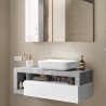 Meuble de salle de bain suspendu avec tiroir, lavabo blanc brillant gris Kura BC Remises