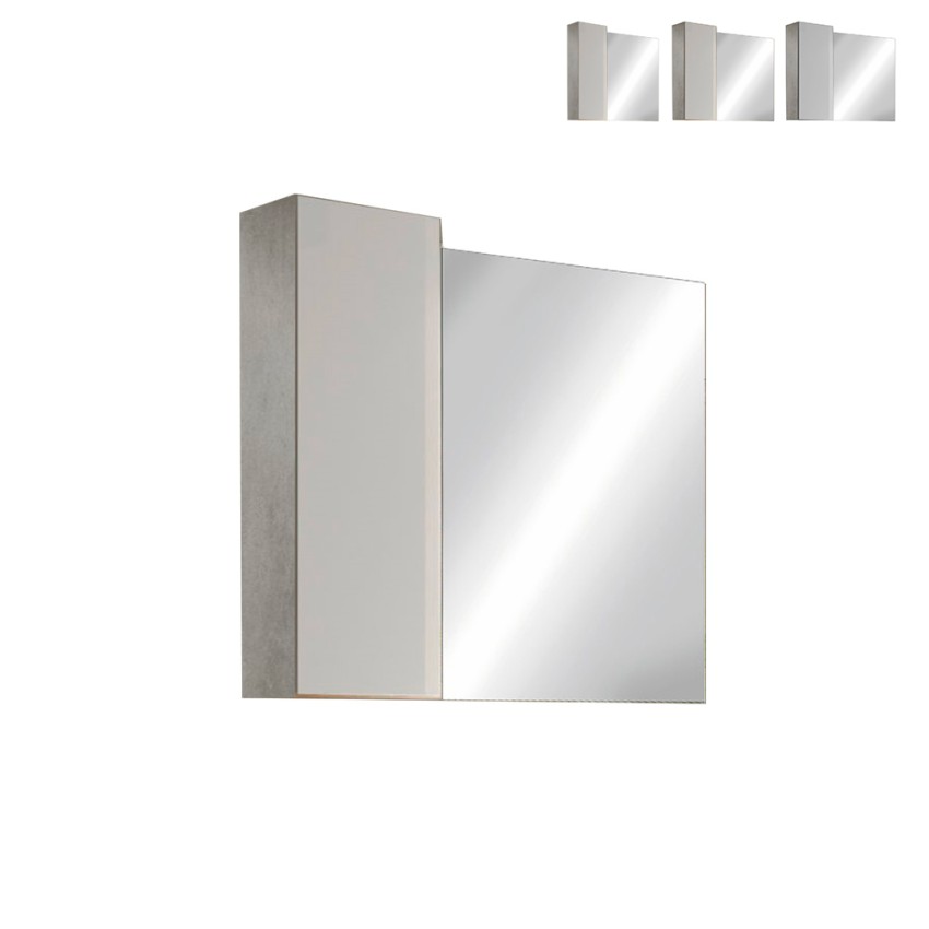 Miroir de salle de bain LED avec colonne 1 porte blanc gris Pilar BC Offre Miroir de salle de bain LED avec colonne 1 porte blanc gris Pilar BC Offre