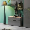 Banc à chaussures meuble entrée 1 porte et 1 tiroir en bois gris Matie Promotion