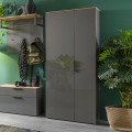 Armoire entrée 2 portes polyvalente design moderne en bois gris Konrad Promotion