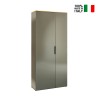 Armoire entrée 2 portes polyvalente design moderne en bois gris Konrad Vente