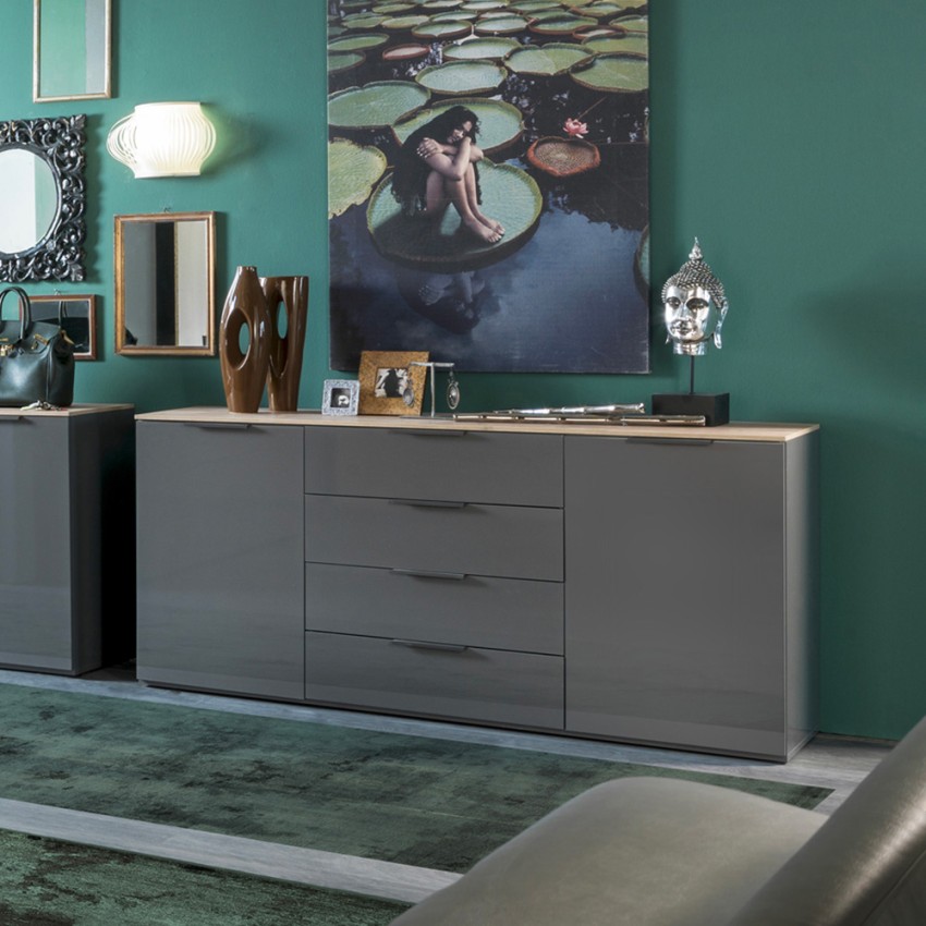 Credenza moderna cucina soggiorno sala pranzo 4 cassetti 2 ante Klihe Promozione Credenza moderna cucina soggiorno sala pranzo 4 cassetti 2 ante Klihe Promozione